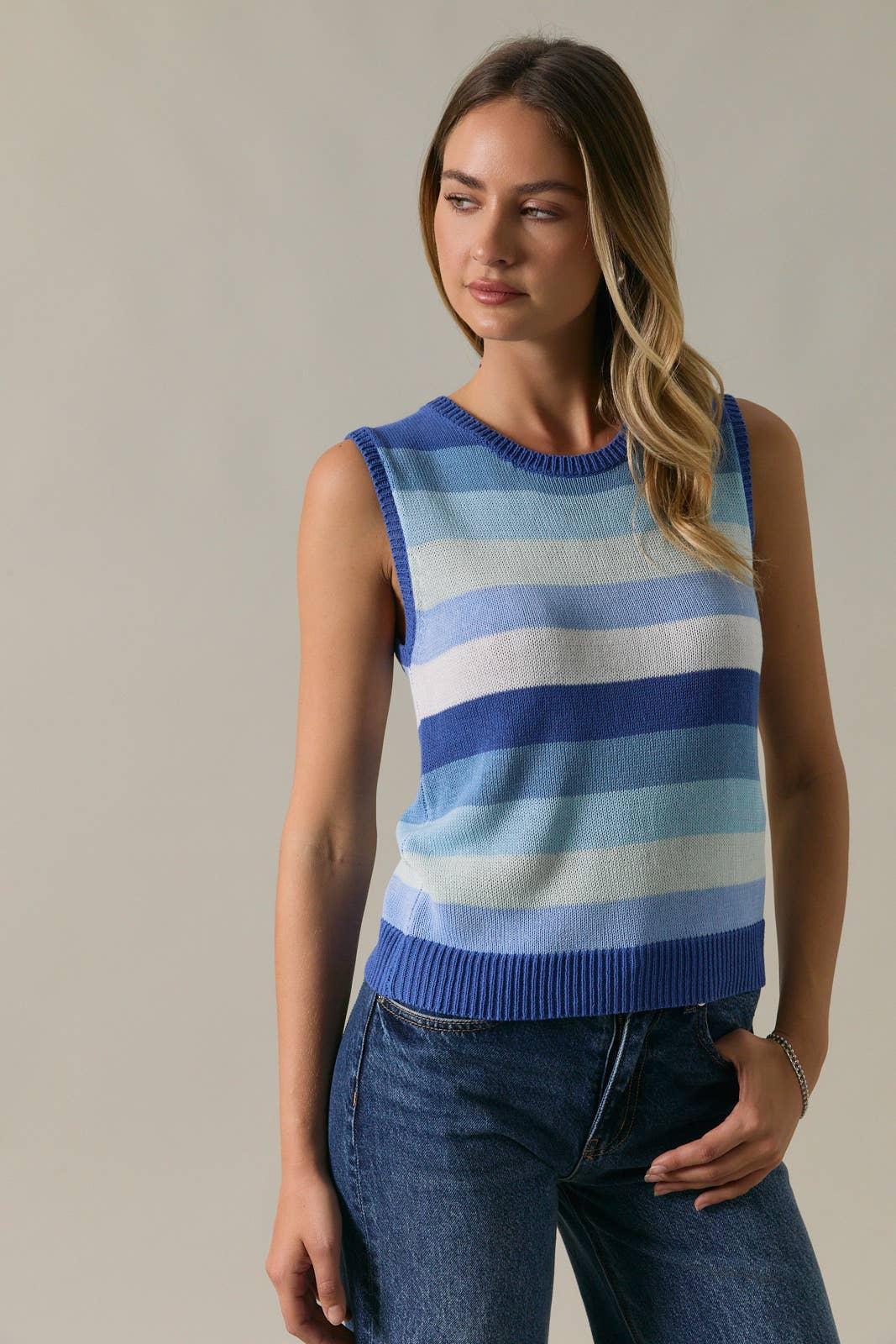 Ocean Striped Knit Tank Top