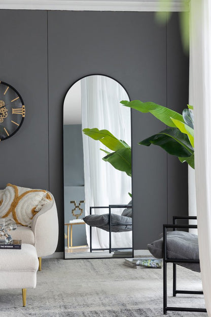 Large Celine Black Arch Wall Mirror