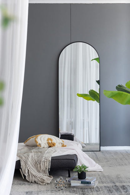 Large Celine Black Arch Wall Mirror