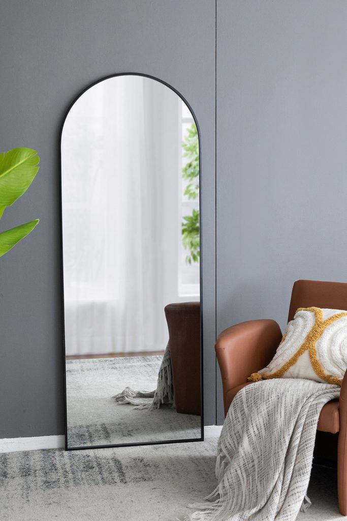 Large Celine Black Arch Wall Mirror