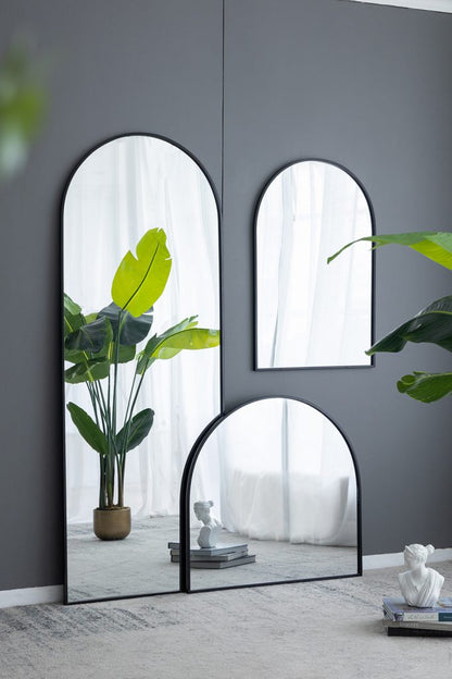 Large Celine Black Arch Wall Mirror