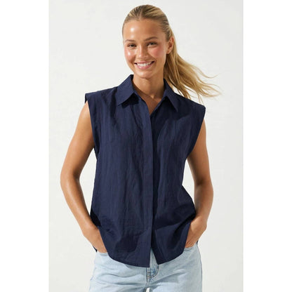Sarah Cap Sleeve Hidden Placket Blouse