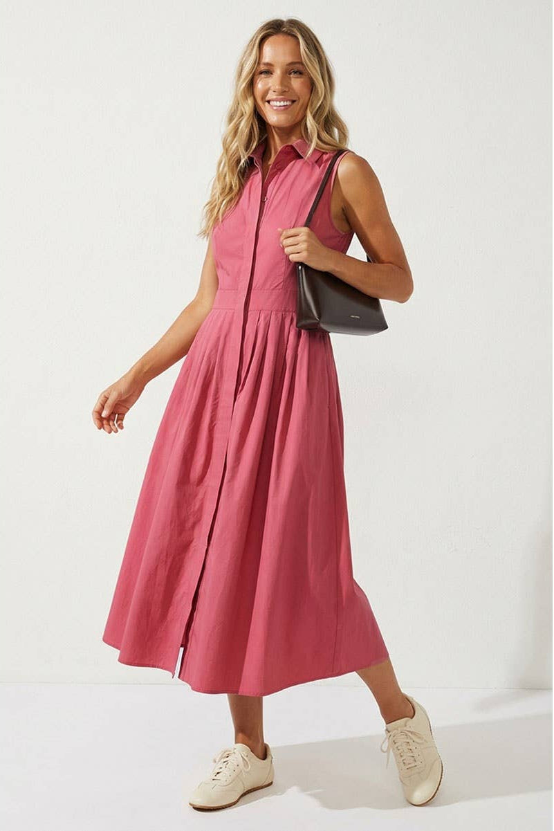 Bloom Sleeveless Midi Shirt Dress