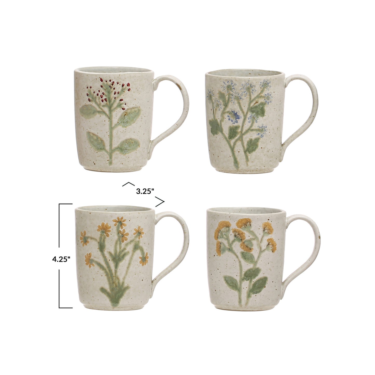 Bridgit Stoneware Floral Mugs