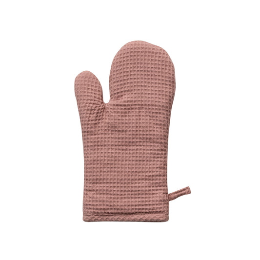 Pink Linen & Cotton Waffle Hot Mitt