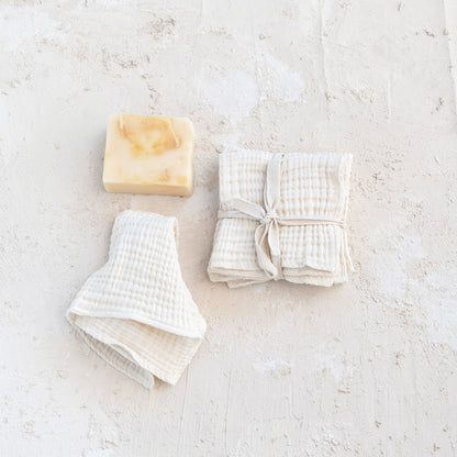 Square Cotton Dish Cloths, Set of 4