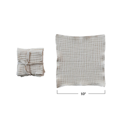 Square Cotton Dish Cloths, Set of 4