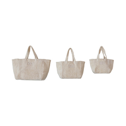 Cotton Terry Storage Tote Bags w/ Handles