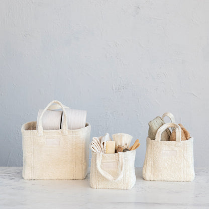 Cotton Terry Storage Tote Bags w/ Handles