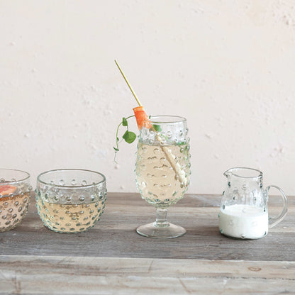 Recycled Glass Hobnail Stemmed Drinking Glass