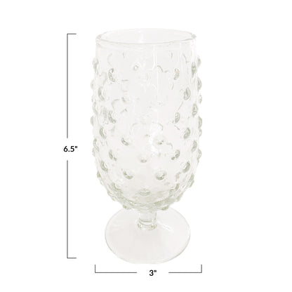 Recycled Glass Hobnail Stemmed Drinking Glass