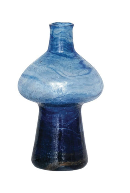 Hand-Blown Recycled Blue Glass Vases