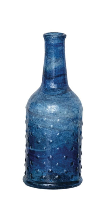 Hand-Blown Recycled Blue Glass Vases