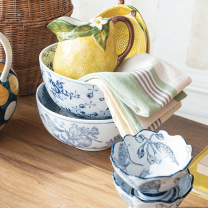 Navy Botanical Stoneware Bowl