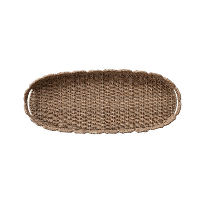 Hand-Woven Scalloped Tray with Handles