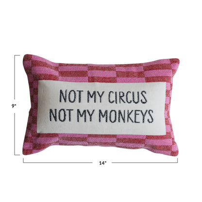 Not My Circus Embroidered Lumbar Pillow