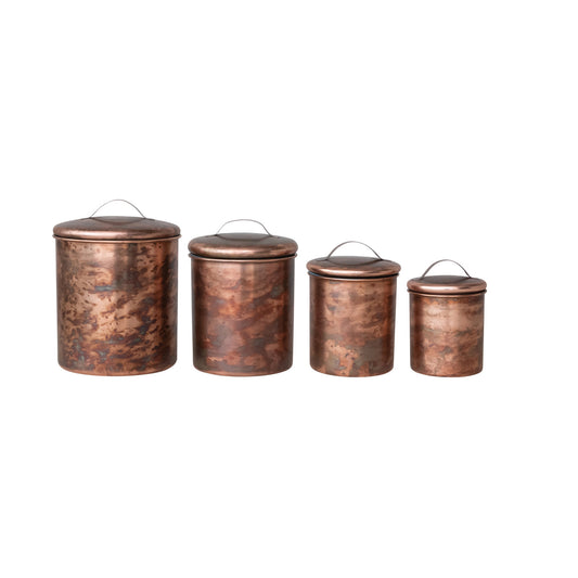 Oxidized Copper Finish Canisters