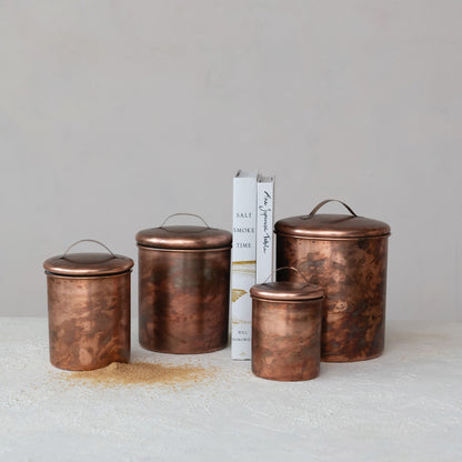 Oxidized Copper Finish Canisters