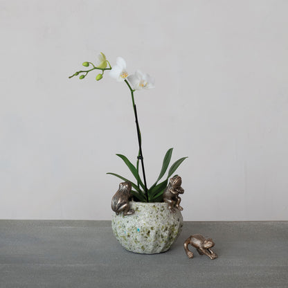 Distressed Gold Finish Frog Pot Hanger