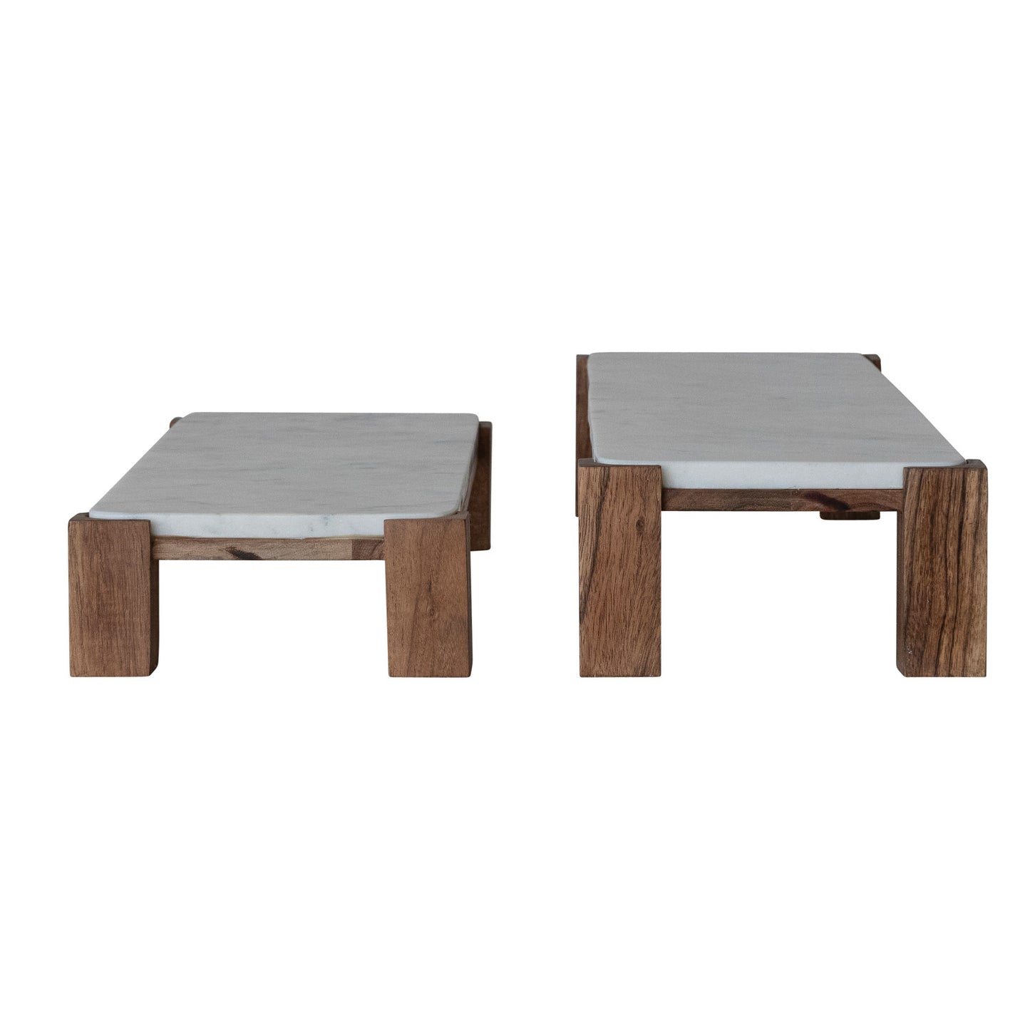 Jenni Wood & Marble Pedestal Trays