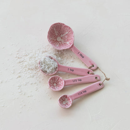 Pink Cabbage Stoneware Measuring Spoons