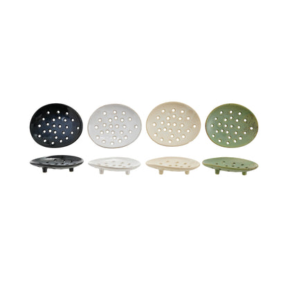 Aster Footed Stoneware Soap Dish