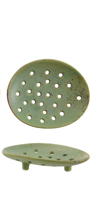 Aster Footed Stoneware Soap Dish
