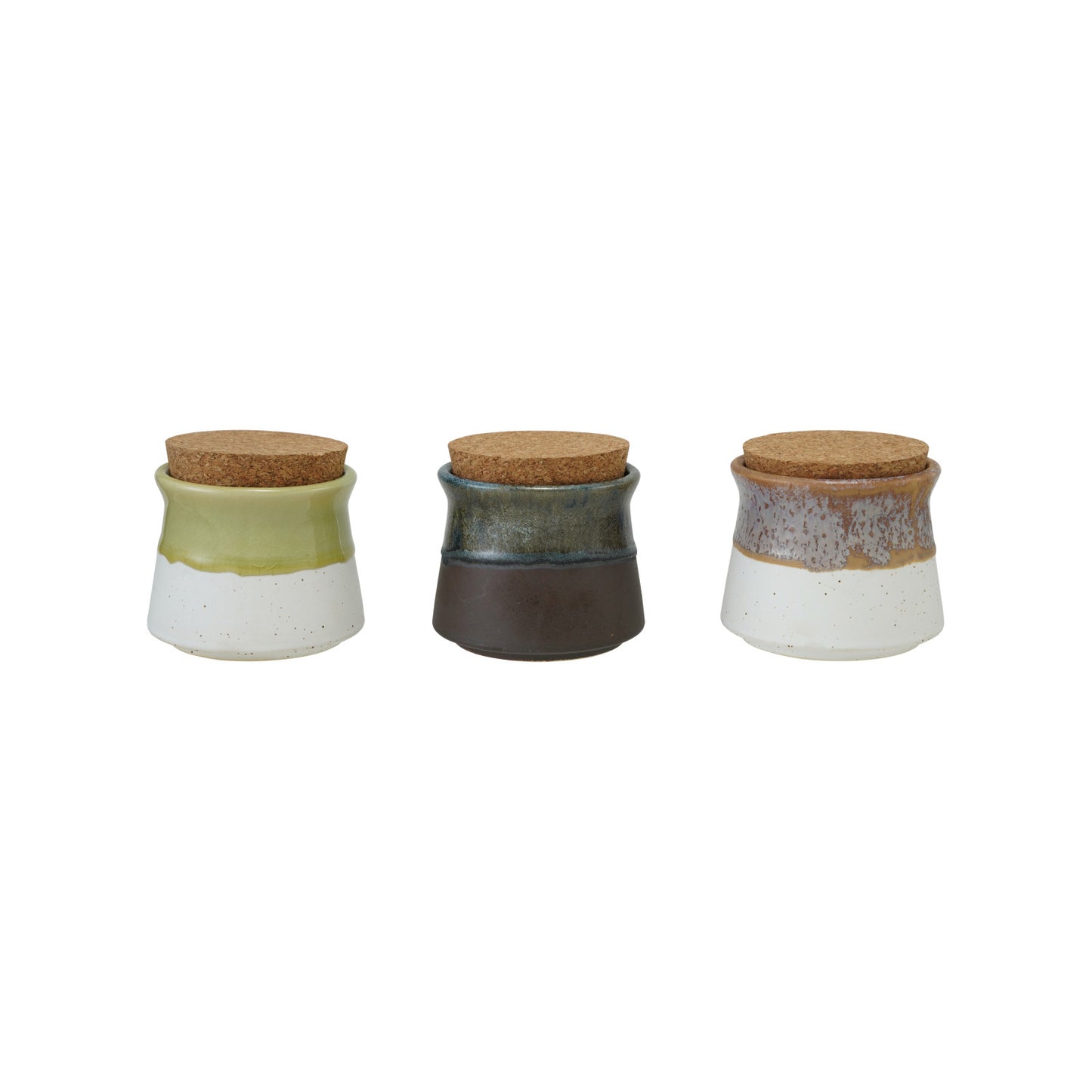 Two-Tone Stoneware Jar with Cork Lid
