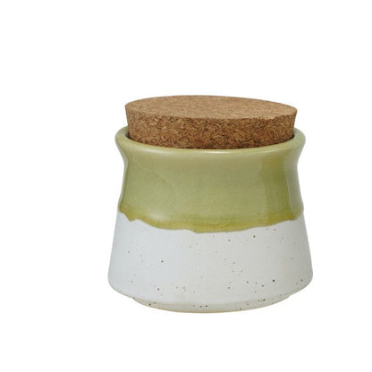 Two-Tone Stoneware Jar with Cork Lid