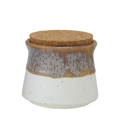 Two-Tone Stoneware Jar with Cork Lid