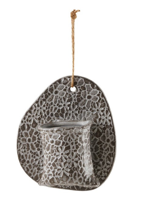 Karma Embossed Stoneware Wall Vase