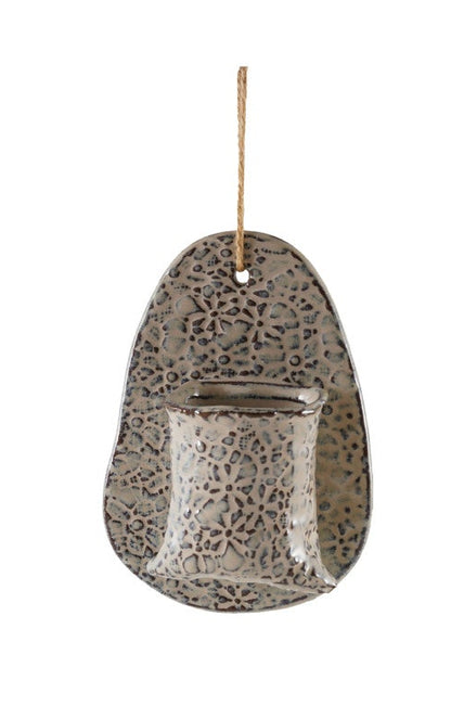 Karma Embossed Stoneware Wall Vase