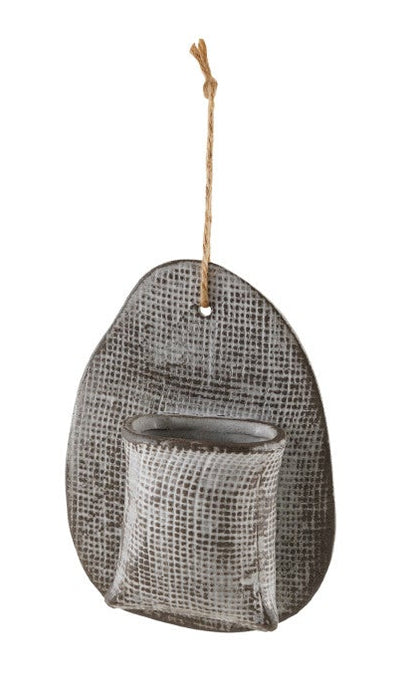 Karma Embossed Stoneware Wall Vase