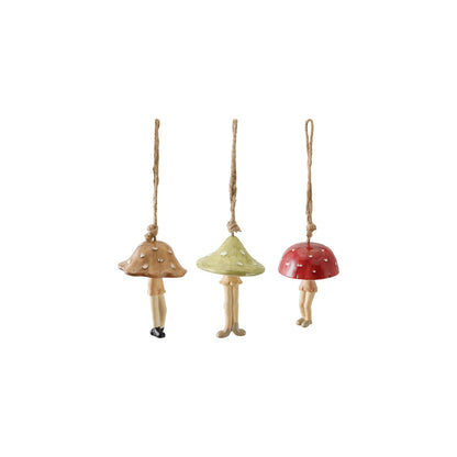Hanging Stoneware Mushroom Person Bells