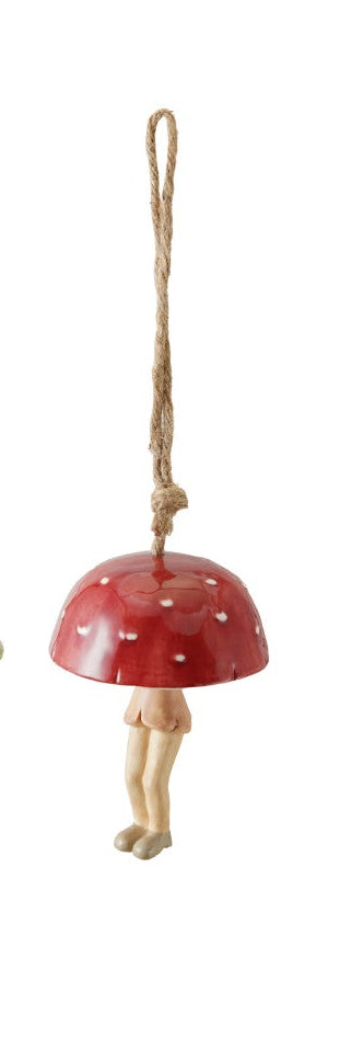 Hanging Stoneware Mushroom Person Bells