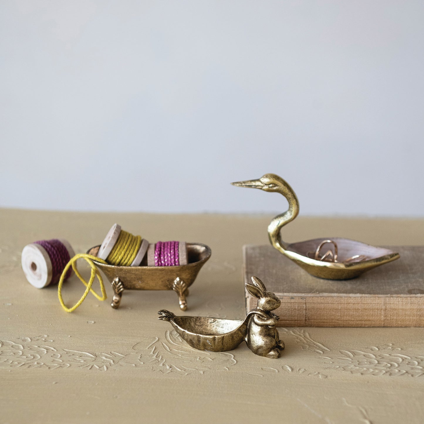 Gold Finish Rabbit + Carrot Shaped Dish