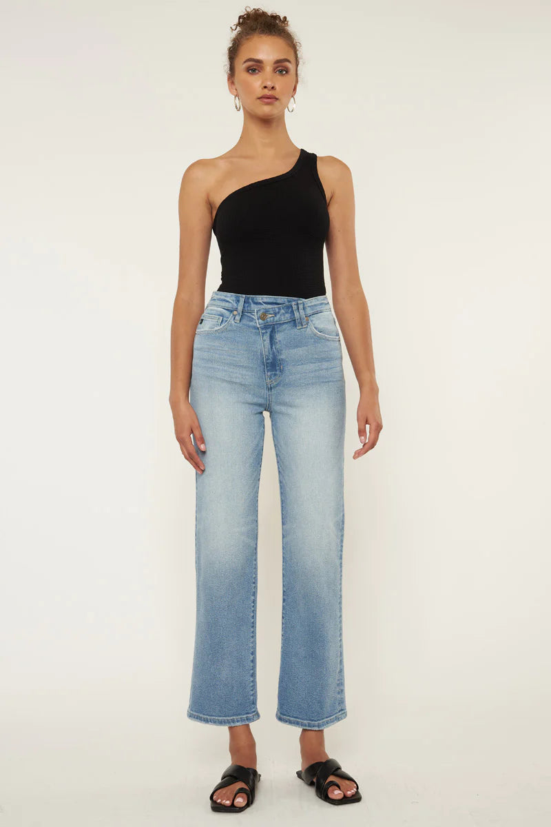 Bethany High Rise Cross Straight Jeans