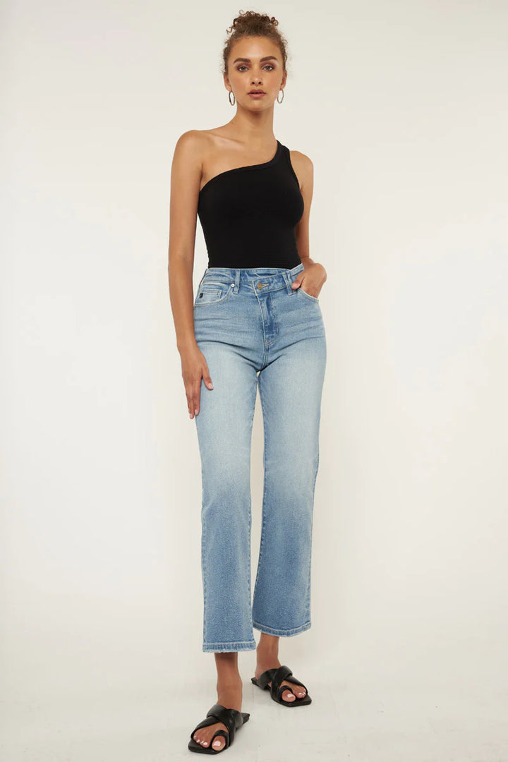 Bethany High Rise Cross Straight Jeans