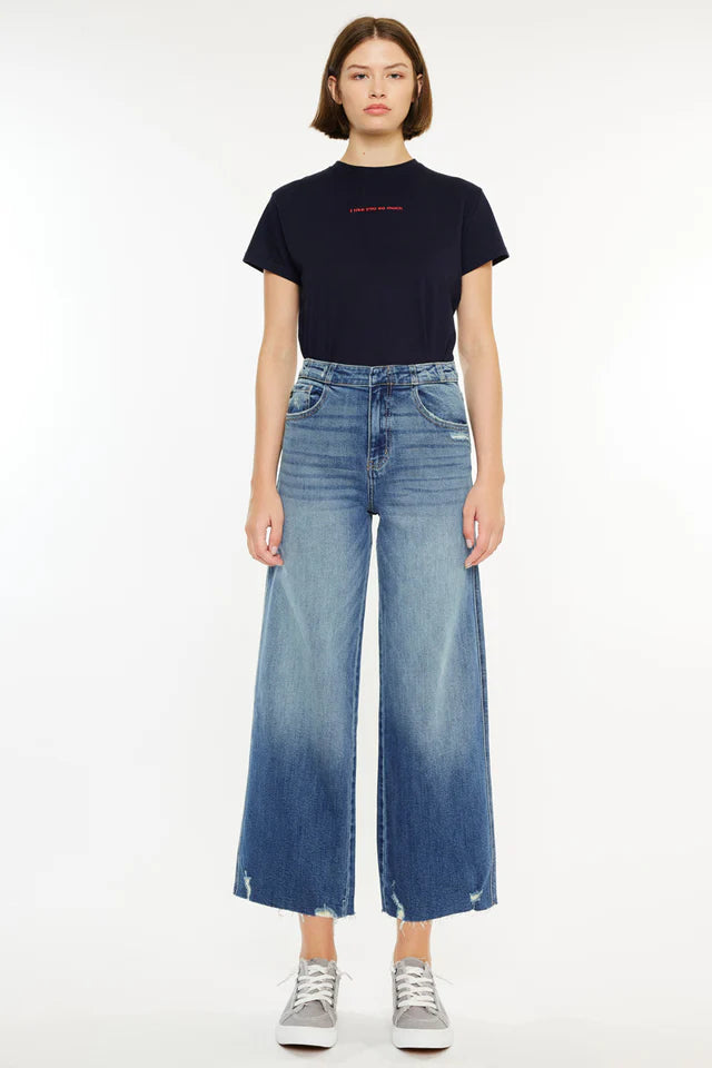 Shelly High Rise Cropped Wide Leg Jeans