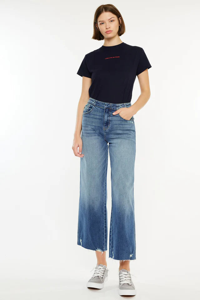 Shelly High Rise Cropped Wide Leg Jeans