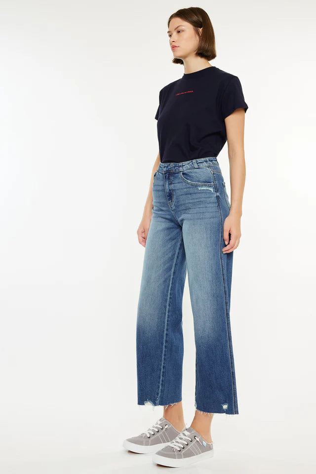 Shelly High Rise Cropped Wide Leg Jeans