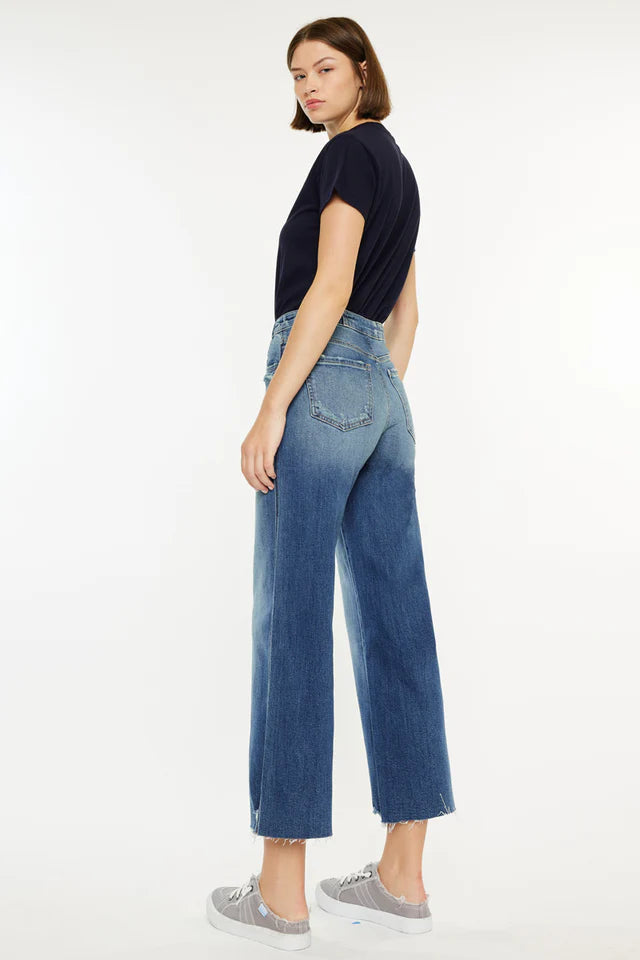 High waist cropped wide leg jeans hotsell