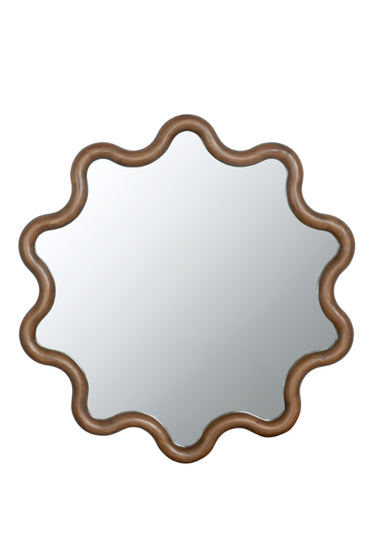 Scalloped Frame Wooden Wall Mirror