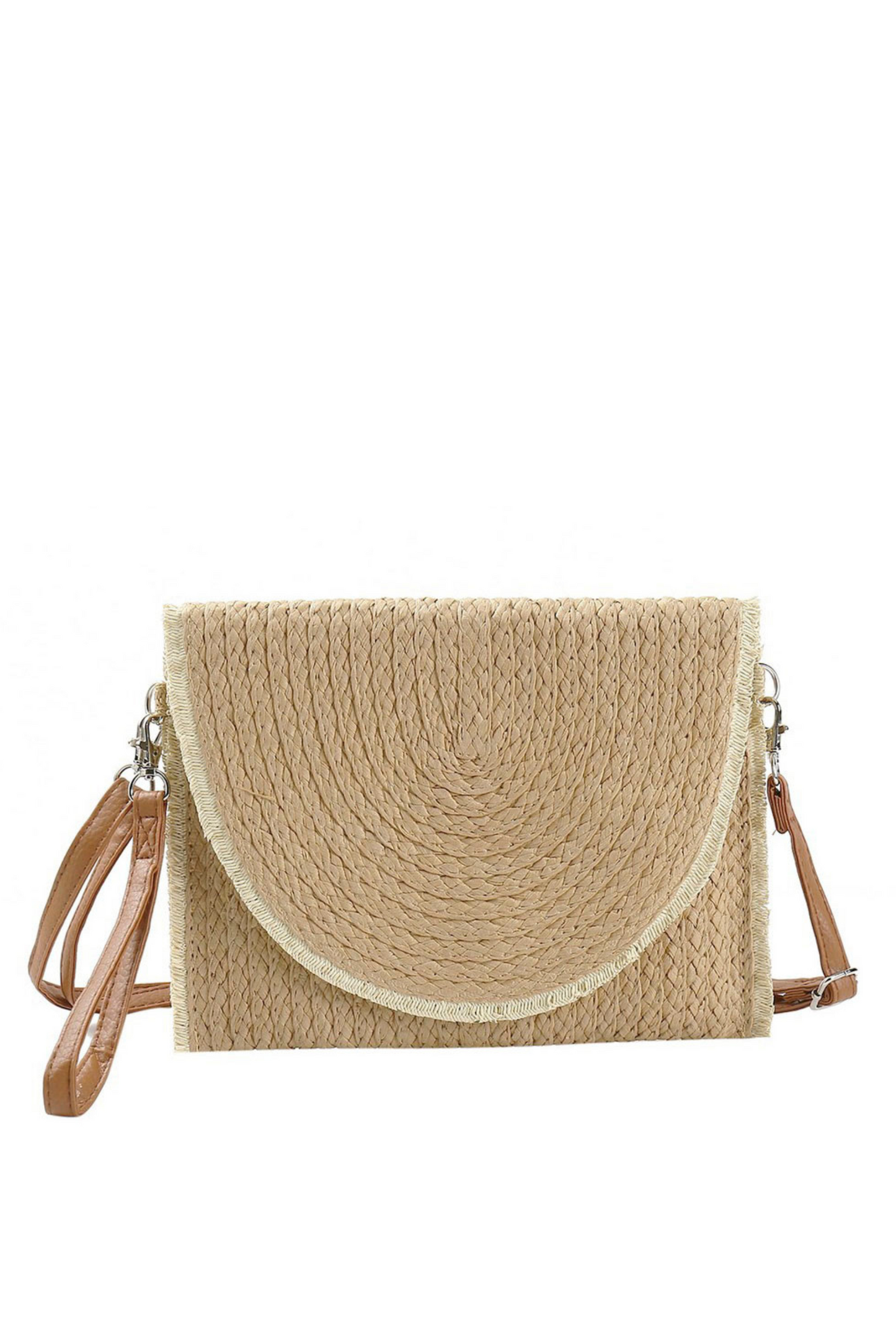 Vacay Frayed Trim Crossbody Clutch