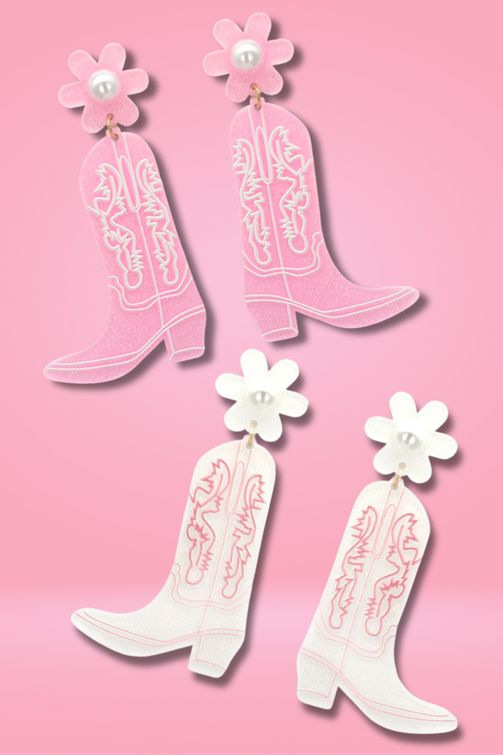 Flower Cowboy Boot Earrings