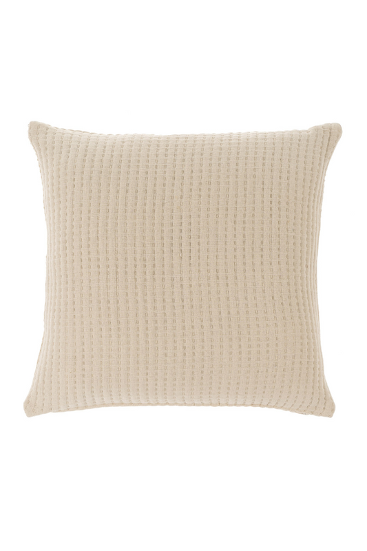 Cream Kantha-Stitch Pillow - 24 x 24