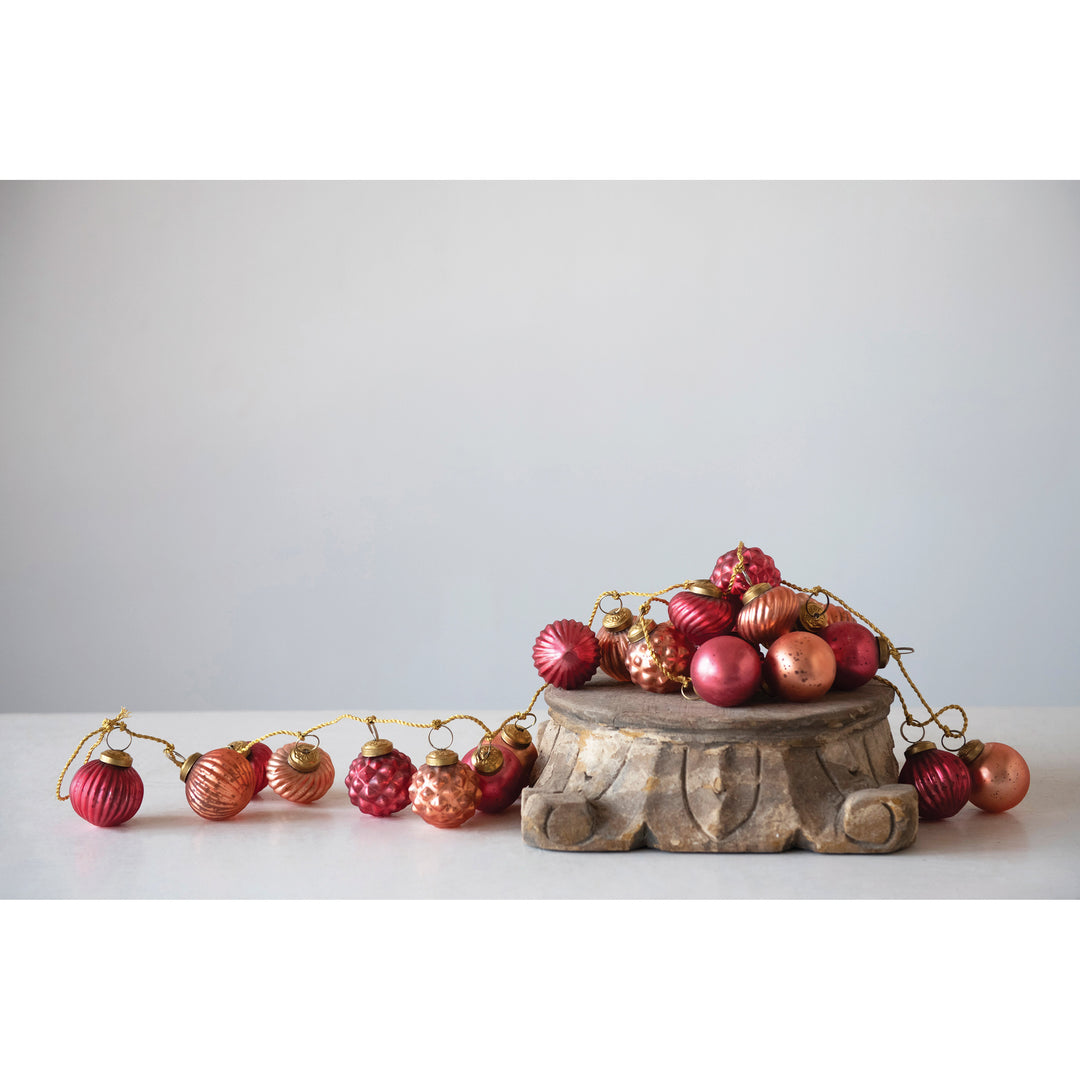 Pink Mercury Glass Ball Ornament Garland