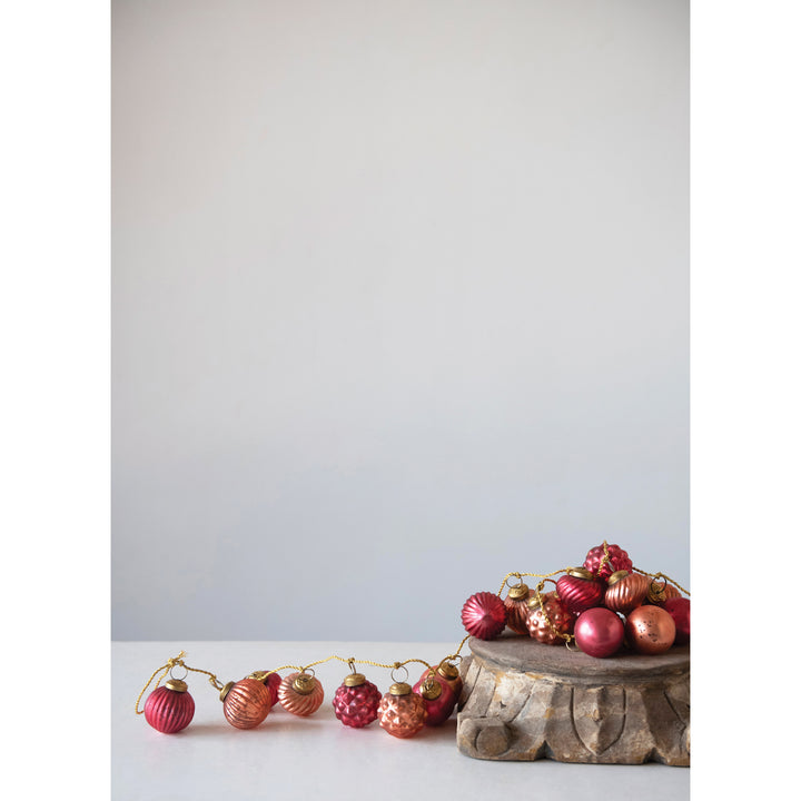 Pink Mercury Glass Ball Ornament Garland