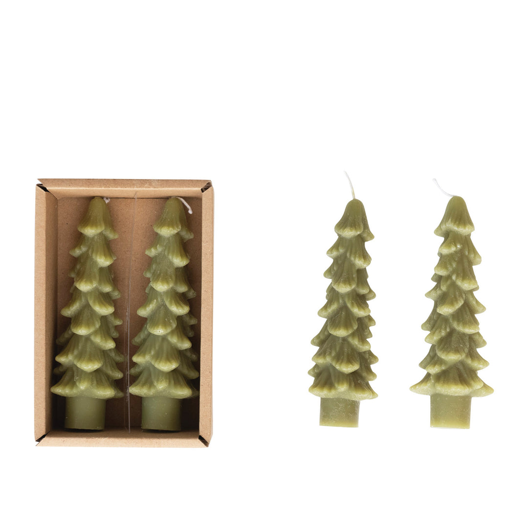 Small Green Tree Shaped Taper Candles