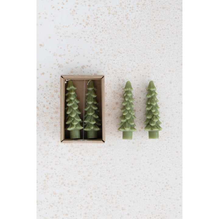 Small Green Tree Shaped Taper Candles
